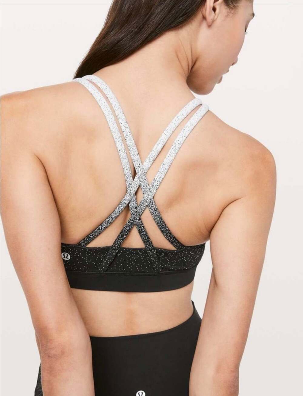 Lululemon Energy Sports Bra Black White Speckle Crossback// SZ: 12